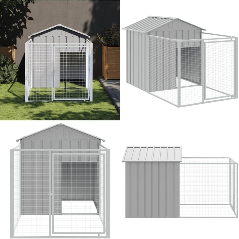 Vidaxl - Niche pour chien avec cour gris clair 117x201x123 cm - niche pour chien - niches pour chien - Home & Living - Gris