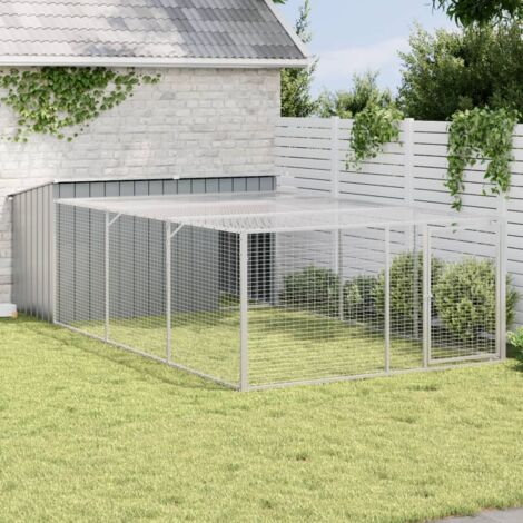 Niche pour chien avec enclos-Abri pour chien-Chenil Anthracite 197 x 396 x 110 cm Acier galvanisé 463224