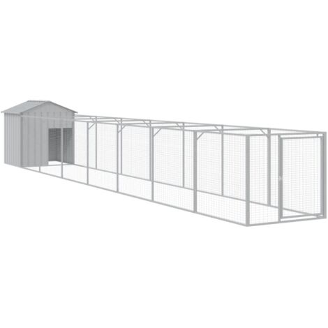 Niche pour chien avec toit clair acier galvanisé gris
