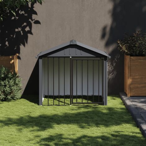 Niche pour chien avec toit noir 117x103x102 cm acier galvanisé