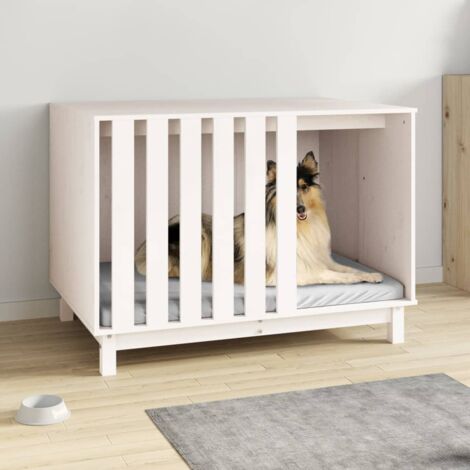 Niche pour chien Blanc 100x70x72 cm Bois de pin massif - The Living Store