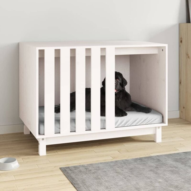 Vidaxl - Niche pour chien Blanc 90x60x67 cm Bois de pin massif
