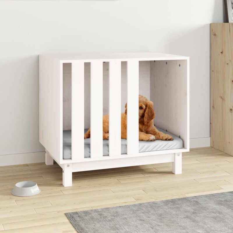 Vidaxl - Niche pour chien Blanc 70x50x62 cm Bois de pin massif