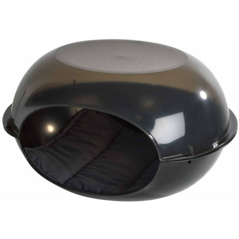 Niche pour Chien & Coussin "Dôme" 57cm Noir Fumé