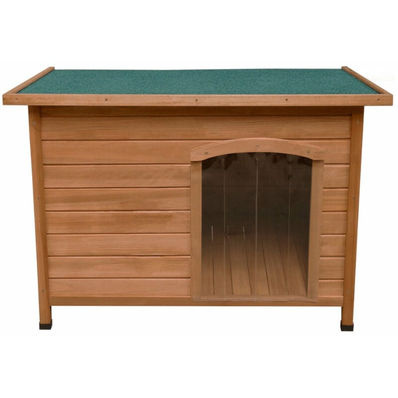 Monster-shop - Niche pour Chien en Bois de Sapin avec Toit Plat en Asphalte - 70 x 103 x 63 cm - Chien Taille Moyenne - Imperméable & Durable