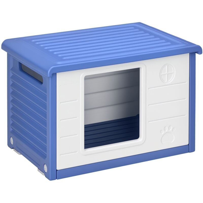 Pawhut - Niche pour chien design - dim. 60L x 42l x 40Hcm - pe bleu blanc
