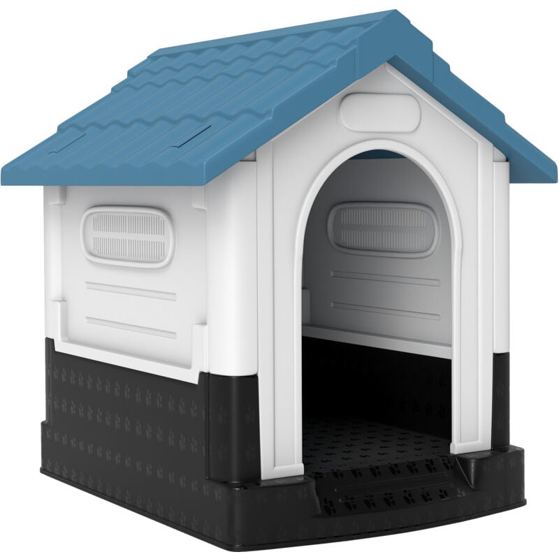 Pawhut - Niche pour chien - dim. 64L x 57l x 66H cm - pp bleu blanc