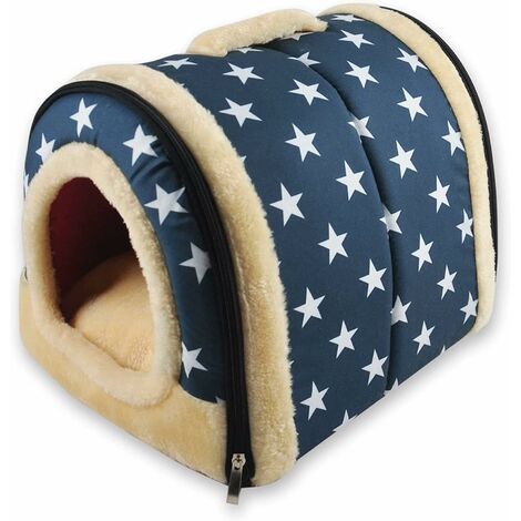 Niche pour Chien, Lit Igloo Portable pour Chat avec Coussin Amovible, 2 en 1 Lavable Cosy Dog Igloo Bed Cat Cave, Pliable Antidérapant Chaud pour Animaux Chiot Chaton Lapin
