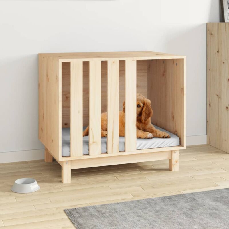 Niche pour chien Lit pour chien Moderne - 70x50x62 cm Bois de pin massif BV445275