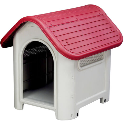 Niche pour Chien Petit Gardiun Kira 75x59x66 cm Fabriquée en Résine Couleur Beige/Rouge