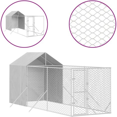 Niche pour Chiens  Chenil extérieur  Parc Enclos d'extérieur pour chiens avec toit argenté 2x6x2,5 m CFW41866