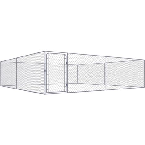 Niche pour Chiens  Chenil extérieur  Parc Enclos extérieur pour chiens Acier galvanisé 4x4x1 m CFW205187 CFW142928