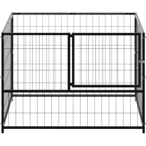 Niche pour Chiens  Chenil extérieur  Parc Enclos Noir 100x100x70 cm Acier CFW48770