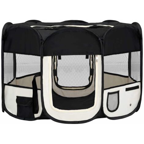 Niche pour Chiens  Chenil extérieur  Parc Enclos pliable pour chien avec sac de transport Noir 110x110x58cm CFW18753