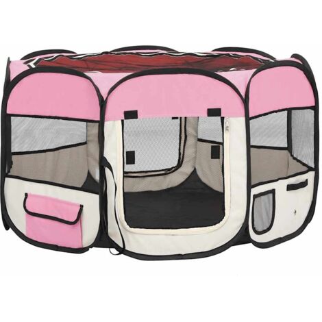 Niche pour Chiens  Chenil extérieur  Parc Enclos pliable pour chien avec sac de transport Rose 110x110x58cm CFW94882