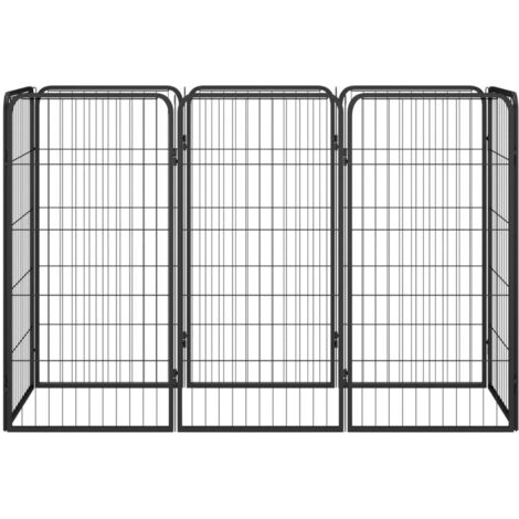 Niche pour Chiens  Chenil extérieur  Parc Enclos pour chien 8 panneaux Noir 50x100cm Acier enduit de poudre CFW88567