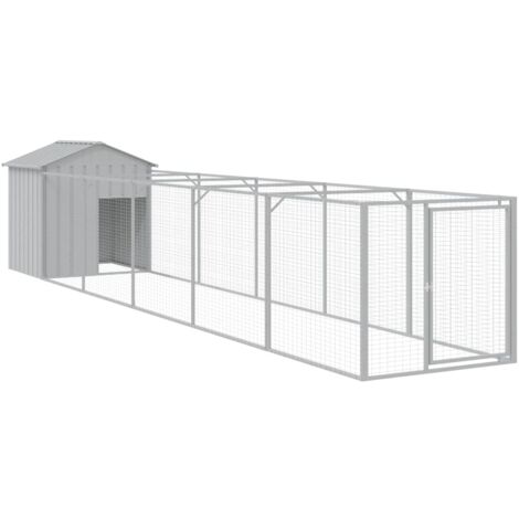 Niche pour Chiens  Chenil extérieur  Parc Enclos pour chien avec toit gris clair acier galvanisé CFW18788