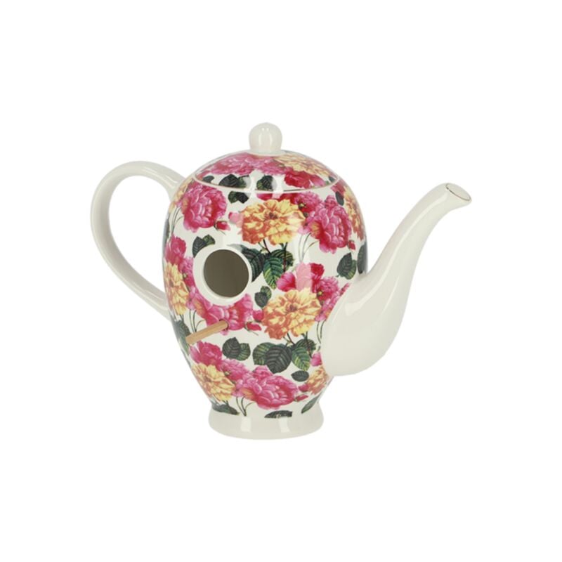 Nichoir Théière décorée de fleurs - Multicolore - Modèle aléatoire - h 21,3 cm - Livraison gratuite