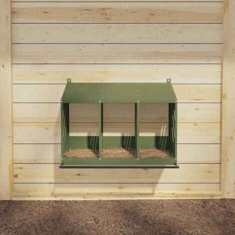 Nichoir à poules avec 3 compartiments vert olive métal CFW83396