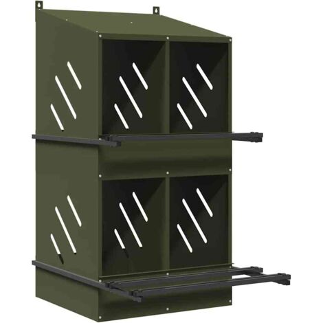 Nichoir à poules avec 4 compartiments vert olive métal CFW45100