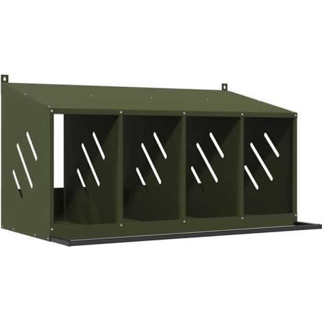 Nichoir à poules avec 4 compartiments vert olive métal CFW92327