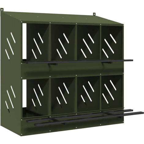Nichoir à poules avec 8 compartiments vert olive métal CFW12253