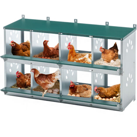 Nichoir à poules pondeuses à 8 compartiments, nichoir métallique mural pour poules, nichoir à poulailler à ventilation grossière