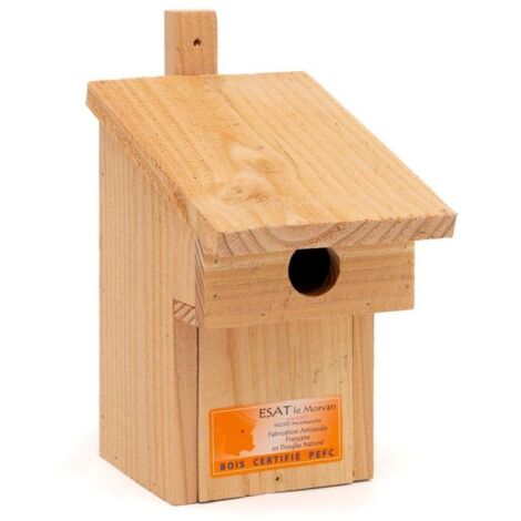 Nichoir balcon pour mésanges en pin Douglas – Trou d'envol 32mm – Fabriqué en France – Hauteur 27cm pour un espace de nidification optimal – Atelier Du Morvan
