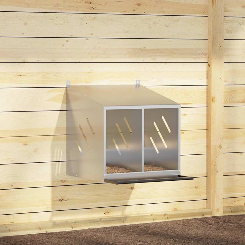 Nichoir de poules avec 2 compartiments métal argenté galvanisé - Vidaxl