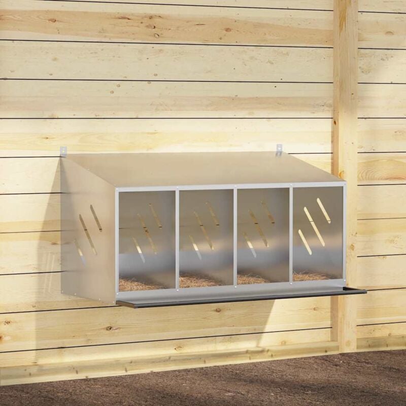 Nichoir de poules avec 4 compartiments Métal argenté galvanisé - Vidaxl