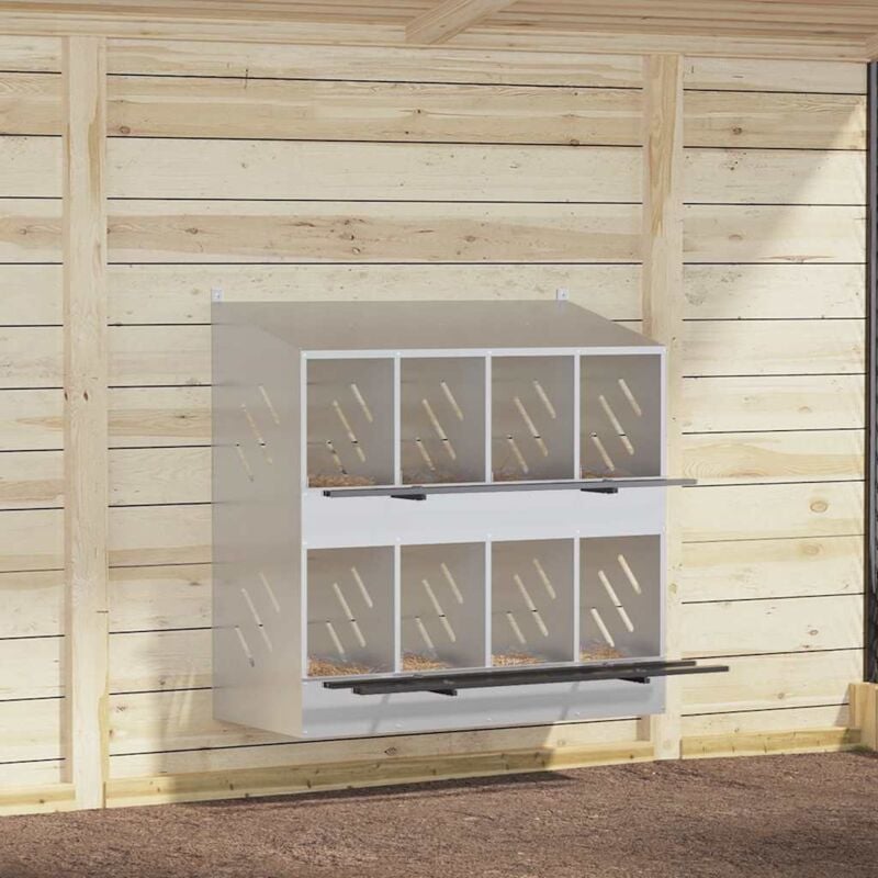 Nichoir de poules avec 8 compartiments métal argenté galvanisé Vidaxl