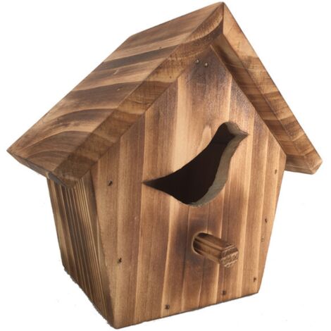 Nichoir en bois sculpté oiseaux