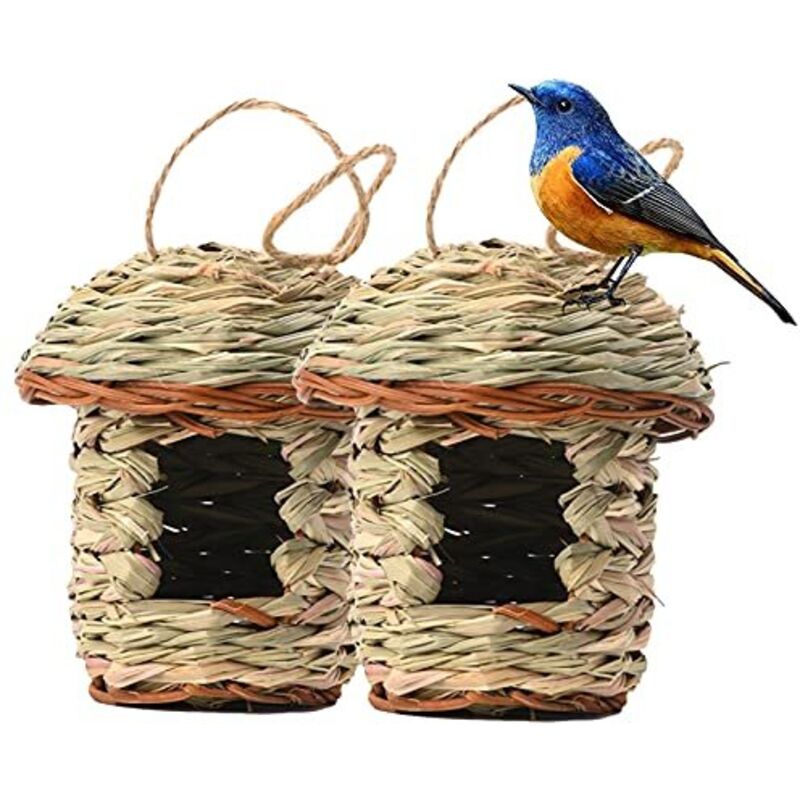 Nichoir Oiseaux Exterieur Suspendue, Nichoirs Tissés à La Main en Fibre Naturelle Voliere Oiseaux, Oiseaux Accessoires, pour Canary Livre Oiseaux