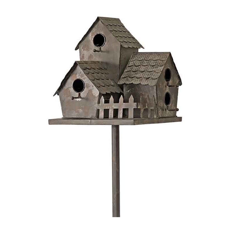 Nichoir oiseaux fer Village 34x31x170cm