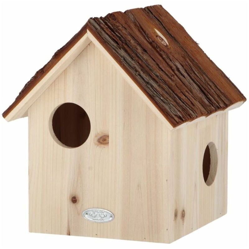 Nichoir à écureuil avec toît en écorce