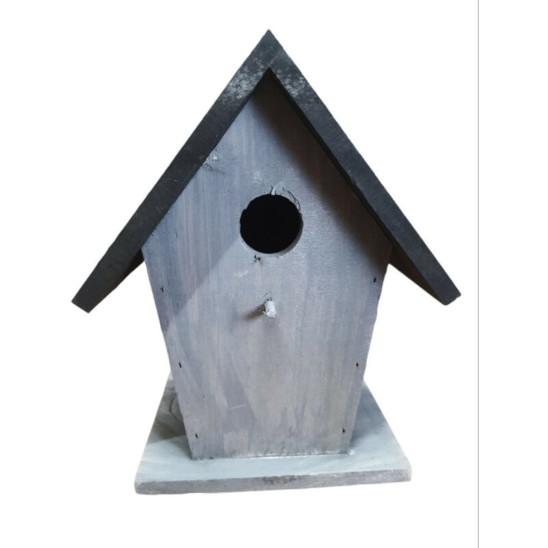 animallparadise - nichoir pour oiseaux 18.5 x 15 x 23 cm en bois gris / noir gris