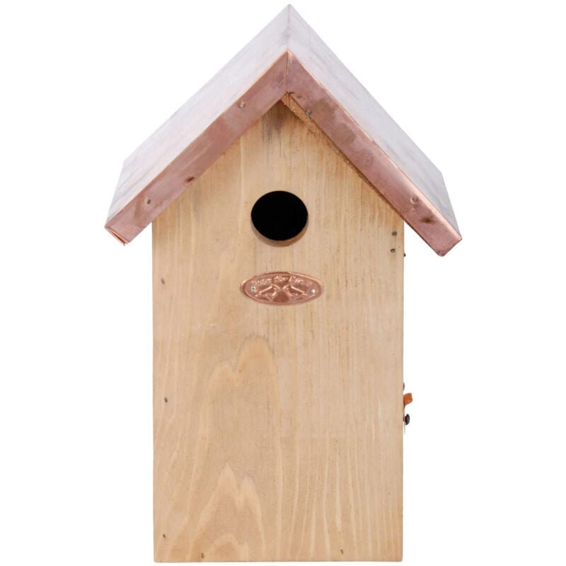 Nichoir Toit en métal Couleur cuivre mésange Bleue