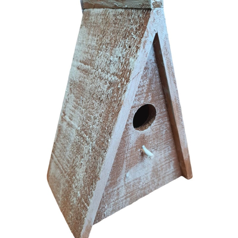 nichoir triangulaire pour oiseaux gies en bois 16.5 x 11 x 21 cm bleu /brun animallparadise gris