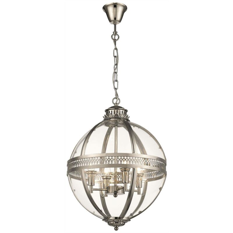Spring Lighting - 4 Light Round Ceiling Pendant Nickel with Glass, Glass, E14