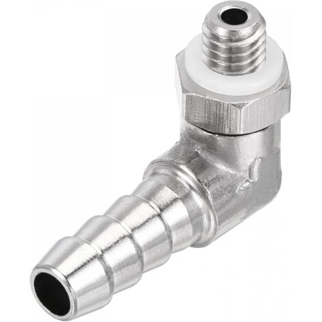 Nickel-plated copper elbow pipe fitting, 6 mm barbed male thread, right angle pipe connector with washer, 3 pieces
