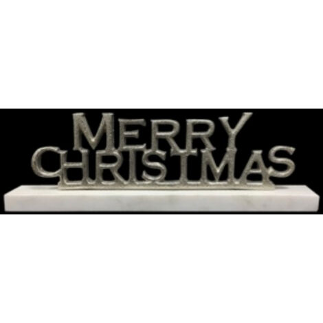 Nickel Plated Merry Christmas in Stand - L3 x W30 x H8 cm