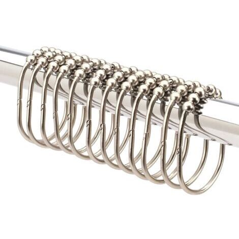 (Nickel), Satz Ringe/Haken für Duschvorhang mit 12 Breiten, leichtgängige Rollen, rostfreier Edelstahl