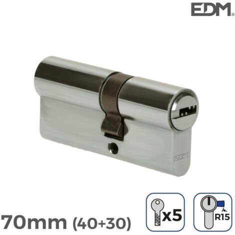 Nickelzylinder 70 mm (40 + 30 mm) langer Nocken R15 mit 5 Sicherheitsschlüsseln inklusive EDM