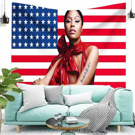 Nicki Minaj Flag American USA Banner arazzo appeso a parete musica cantante arazzo Hippie estetica arazzi sfondo per la casa,90X70CM,2