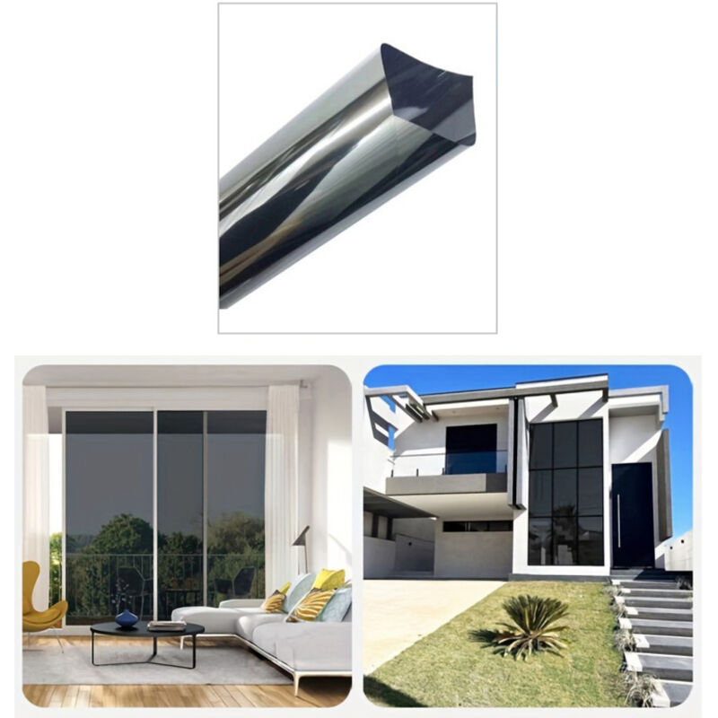 NICOLA Film isolant pour bureau, film de protection solaire pour fenêtre, film de confidentialité, noir et argent, 45 cm x 1 m