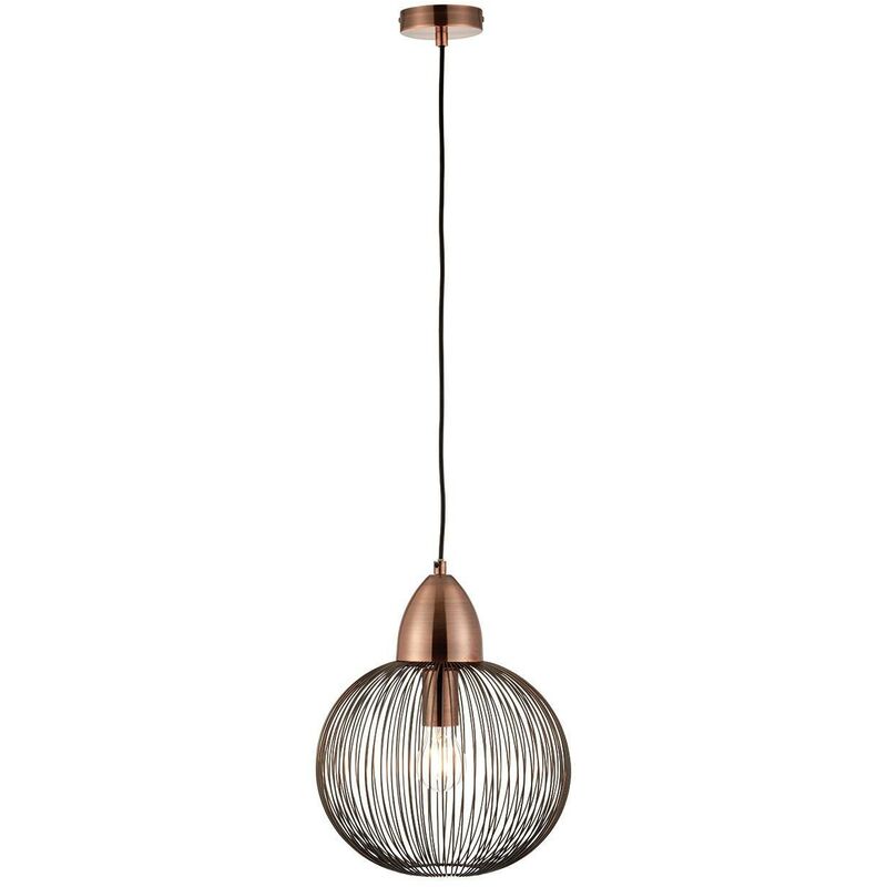 Endon Lighting - Endon Nicola - 1 Light Ceiling Wire Pendant Antique Copper, E27