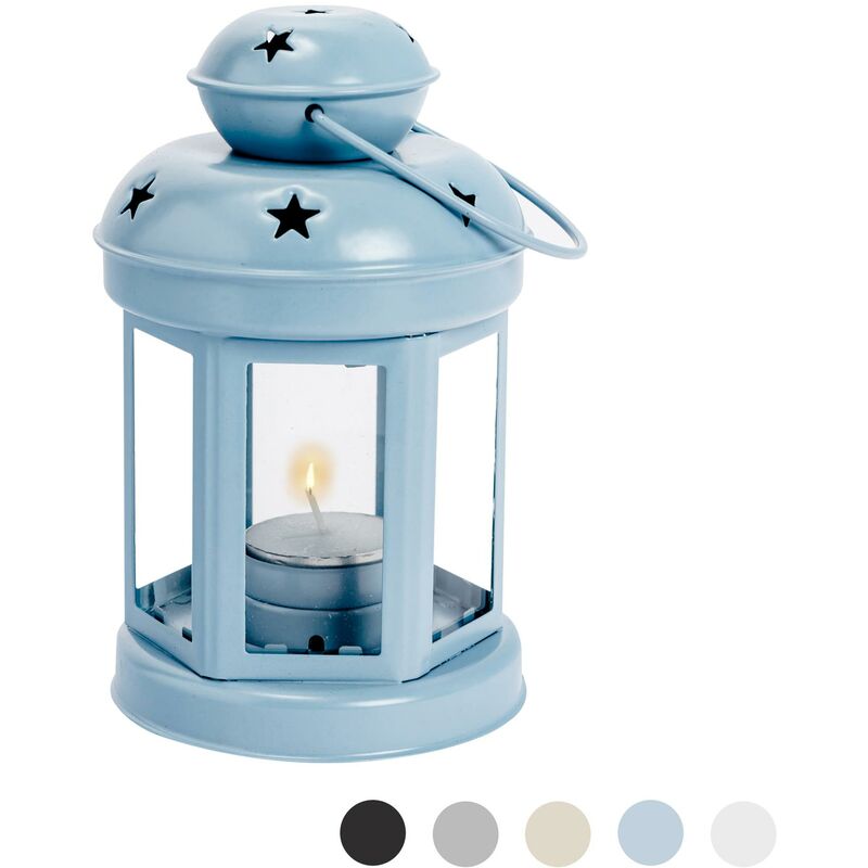 Nicola Spring - Metal Hanging Tealight Lantern - 16cm - Blue