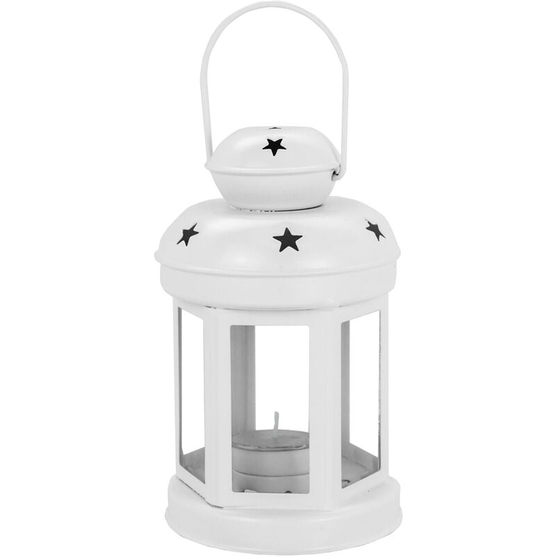 Nicola Spring - Metal Hanging Tealight Lantern - 16cm - White