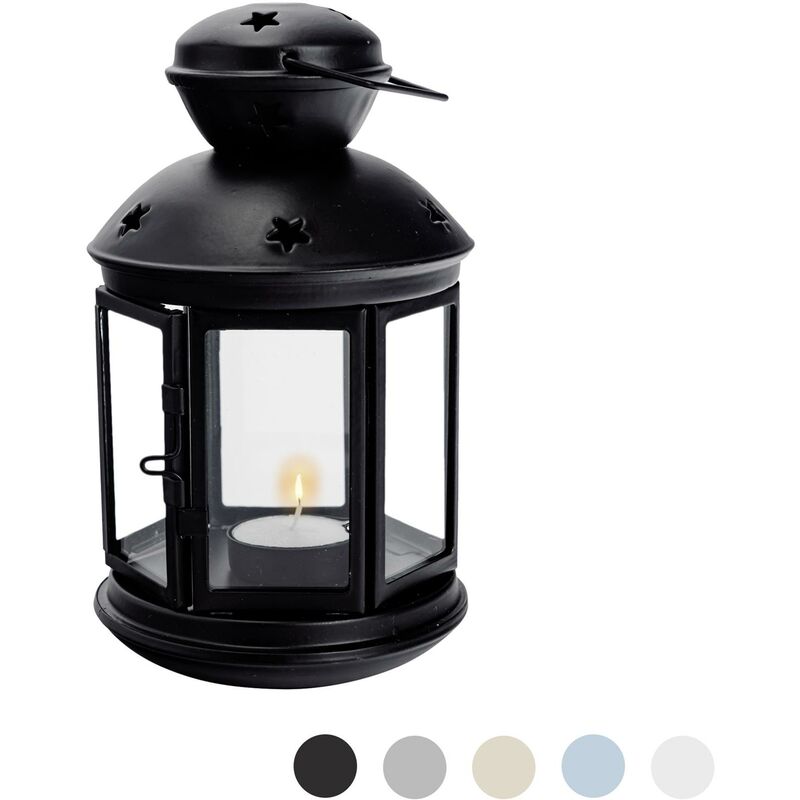 Nicola Spring - Metal Hanging Tealight Lantern - 20cm - Black