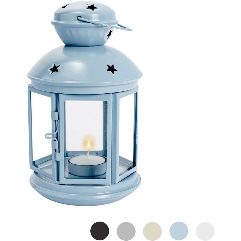 Nicola Spring - Metal Hanging Tealight Lantern - 20cm - Blue
